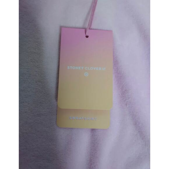 NWT Women’s XS Stoney Clover Lane x Target Pink Cropped Sweatshirt Heart Top - Picture 3 of 7